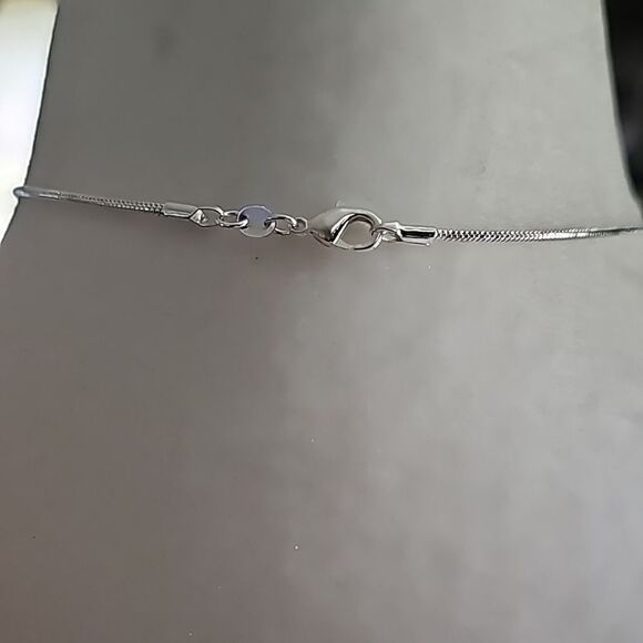 Natural Jasper w/Emeralds Stone Necklace 18" 925 Silver - Picture 4 of 6